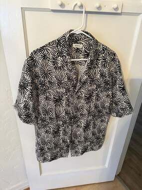 Sandro Sea Urchin Print Oversized Short Sleeve Shirt